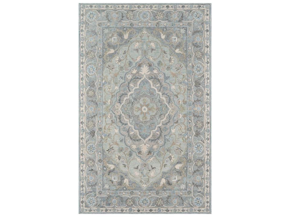 Tangier Hand-Tufted Wool Area Rug with Traditional Blue Kazak Pattern