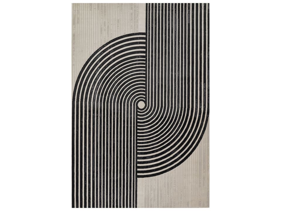 Xander Geometric Ivory Machine Made Area Rug