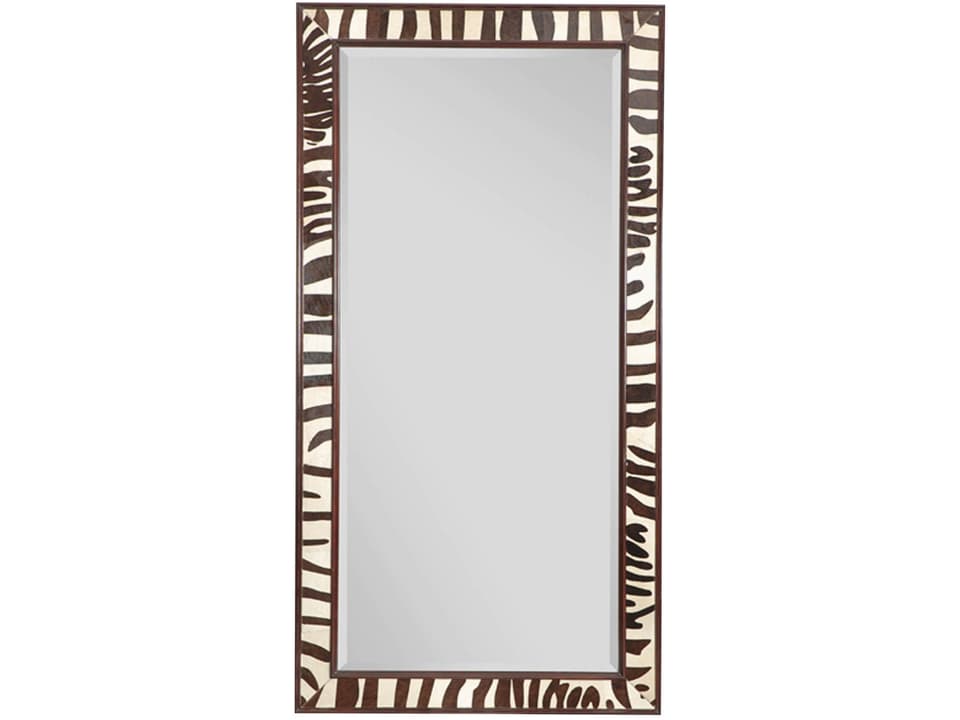 Safari Rectangular Floor Mirror Ebony Faux Zebra Hair on Hide