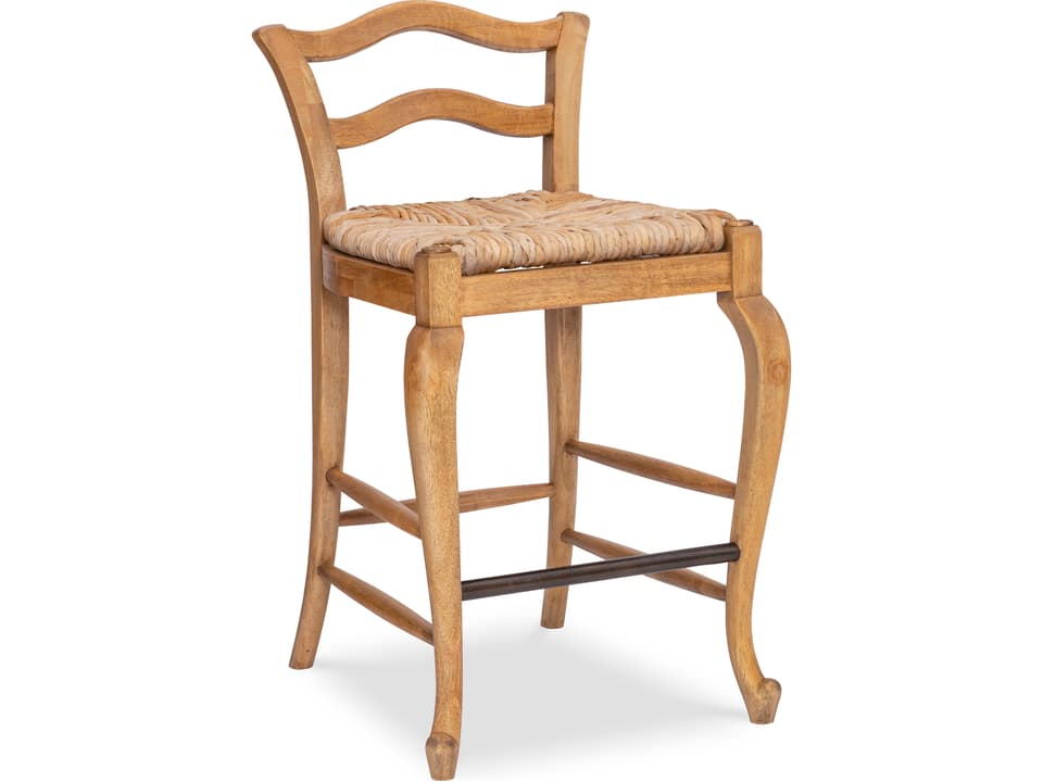 Provencal Oak Wood Counter Stool with Abaca Rope Seat