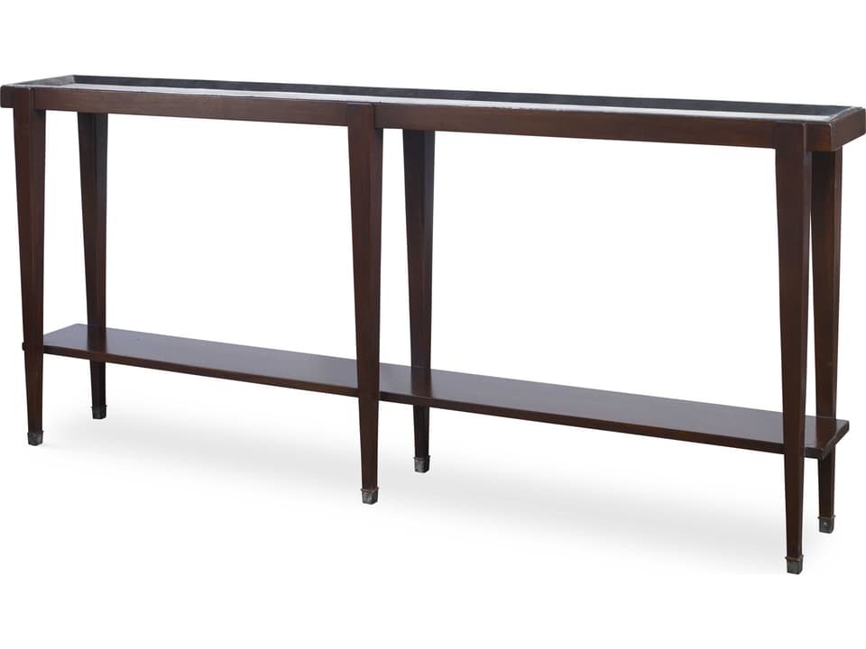 Winthrop Rectangular Console Table Dark Walnut with Scagliola Top
