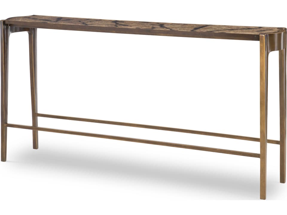 Flow Rectangular Console Table with Antiqued Brass Finish