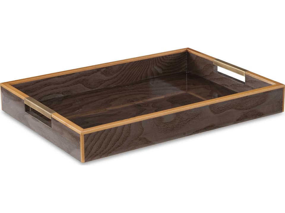 Brass Crab and Marquetry Serving Tray with Aged Regency Finish