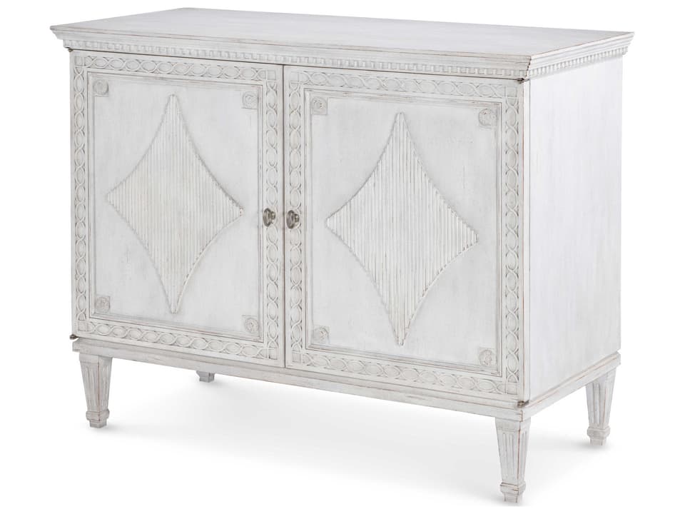 Maitland-Smith Natalie Antiqued White Mahogany Wood Door Chest