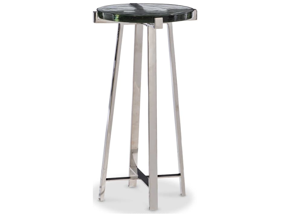 Dex Square End Table with Slump Glass Top and Polished Nickel Base