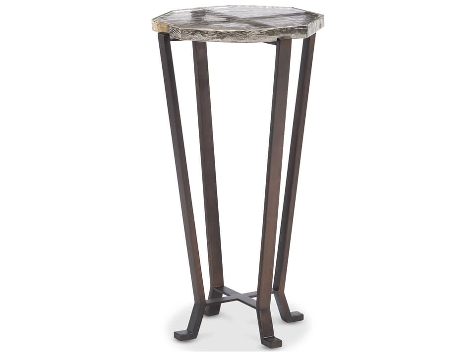 Dale Octagon Glass End Table with Oiled Bronze Base