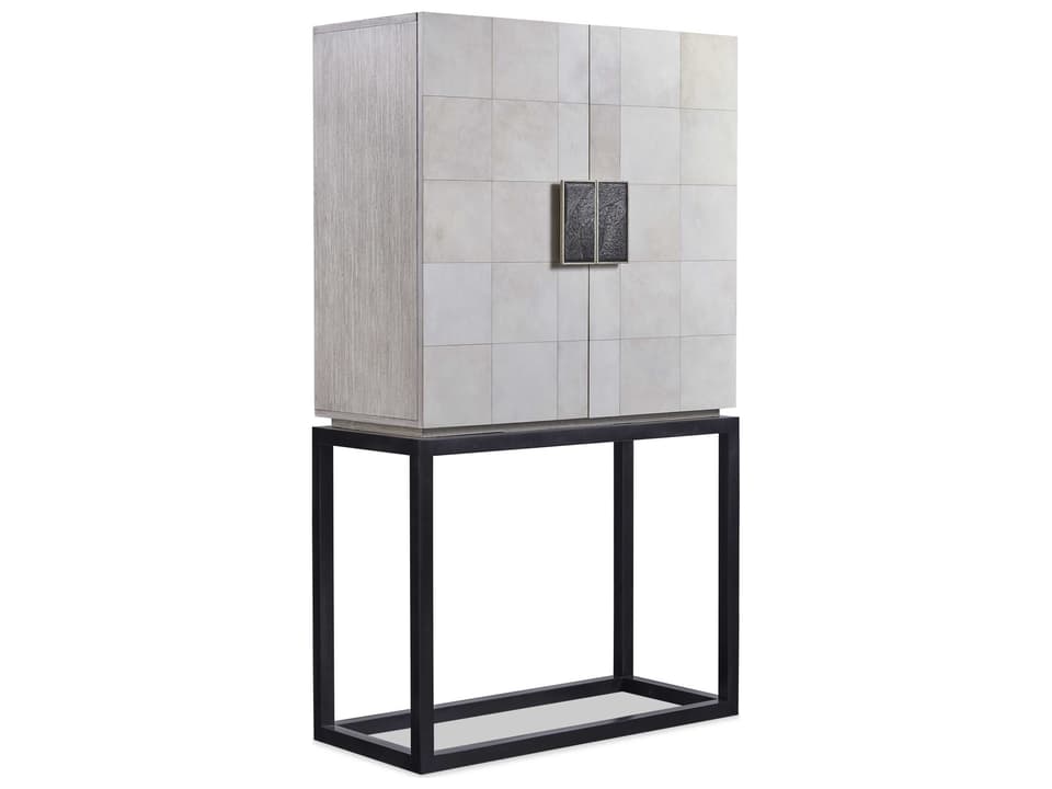 Apollo Bar Cabinet with Vellum Front and Mirrored Interior