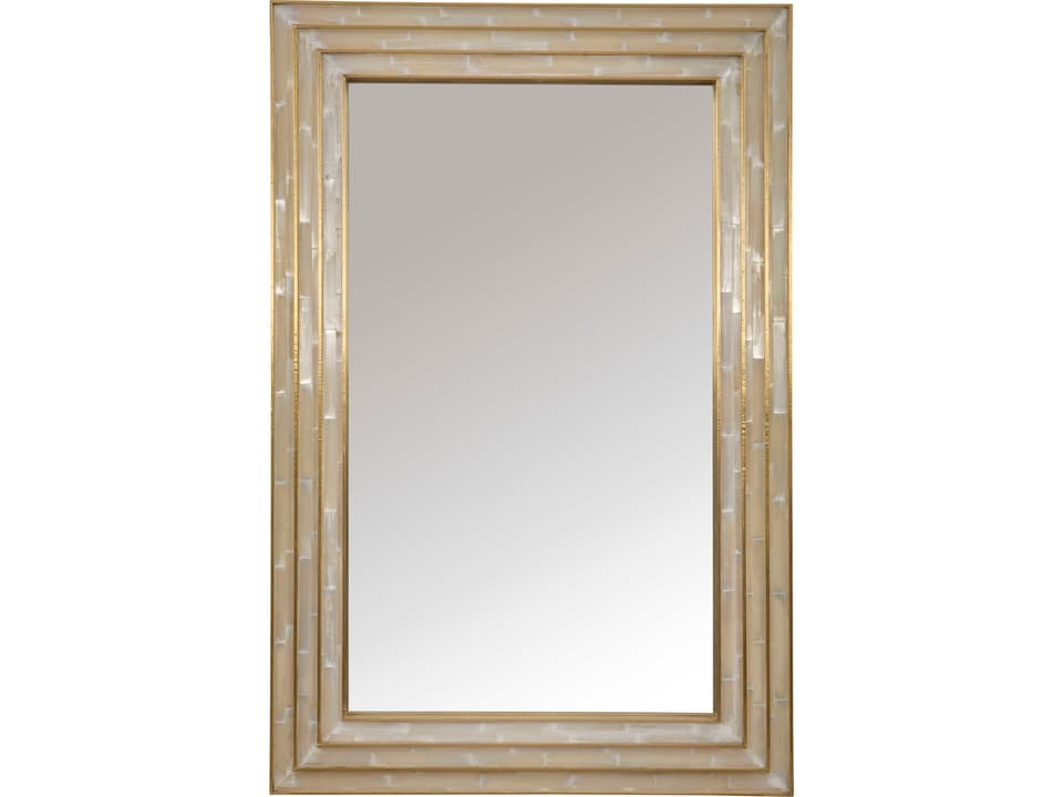 Selene Rectangular Wall Mirror with Selenite and Brass Accents