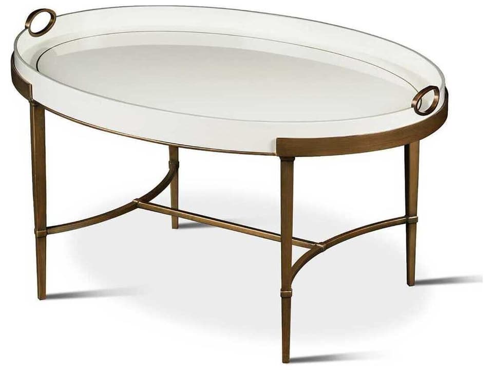 Frost Oval Cocktail Table with Antiqued Gold Iron and Cremona Top