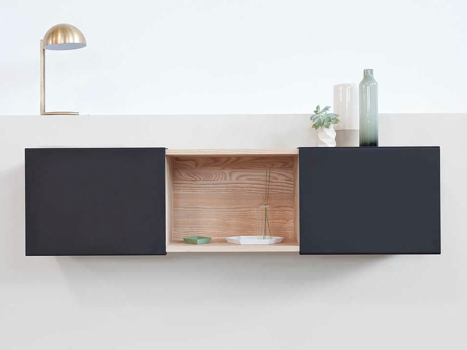 LAX Series 3X Wall Mounted Shelf in Ash and Matte Black