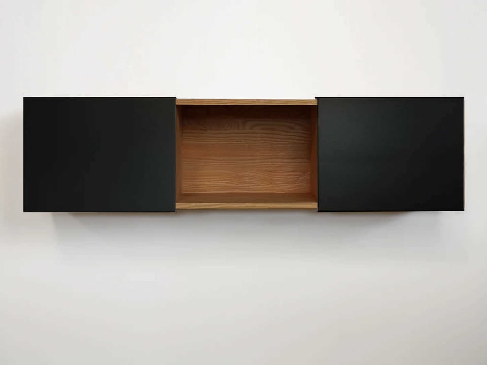 LAX Series 3X Wall Mounted Shelf English Walnut with Matte Black Panels