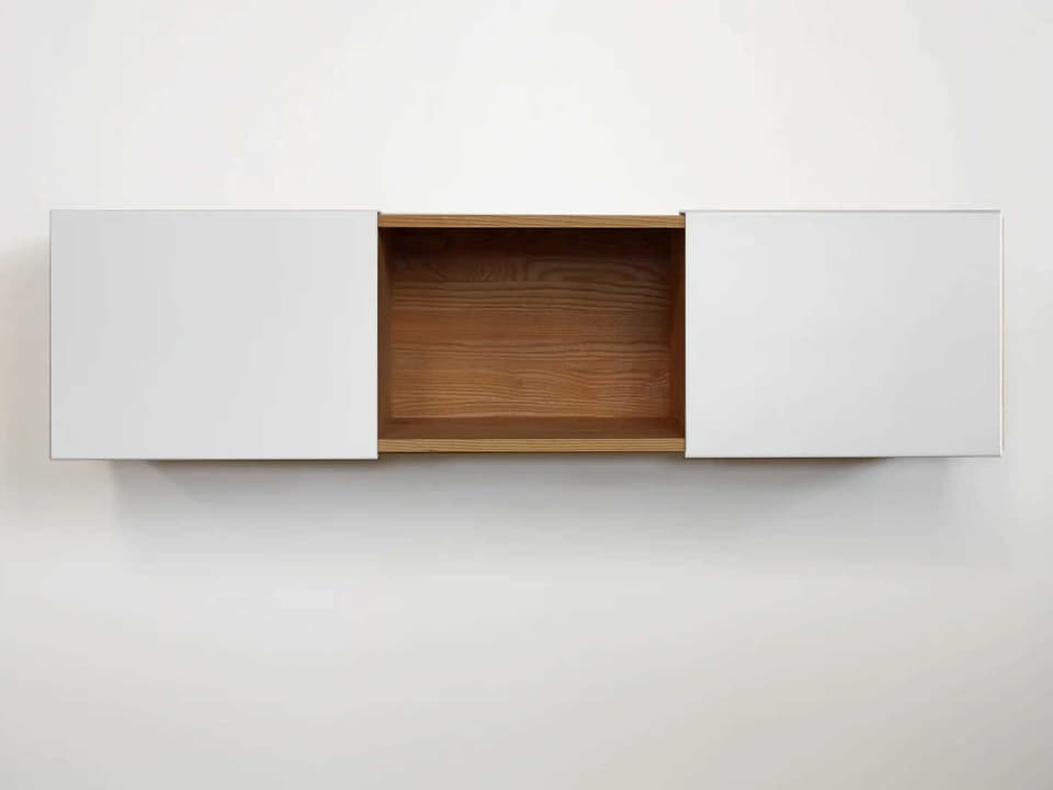 LAX Series 3X Wall Mounted Shelf in English Walnut with White Panels