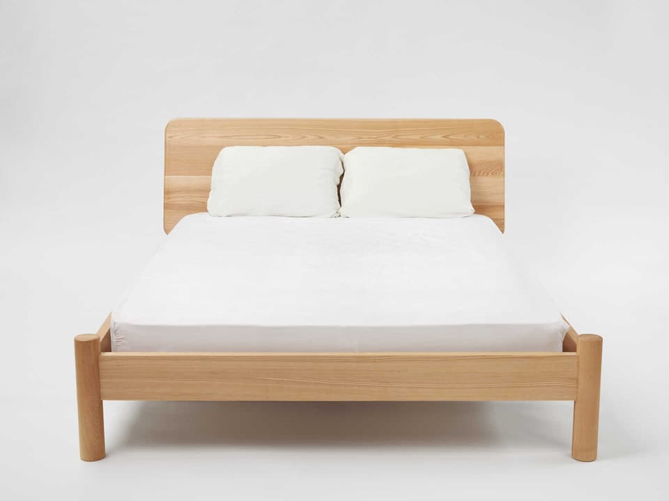 LAX Series King Platform Bed in Ash Wood with Natural Finish