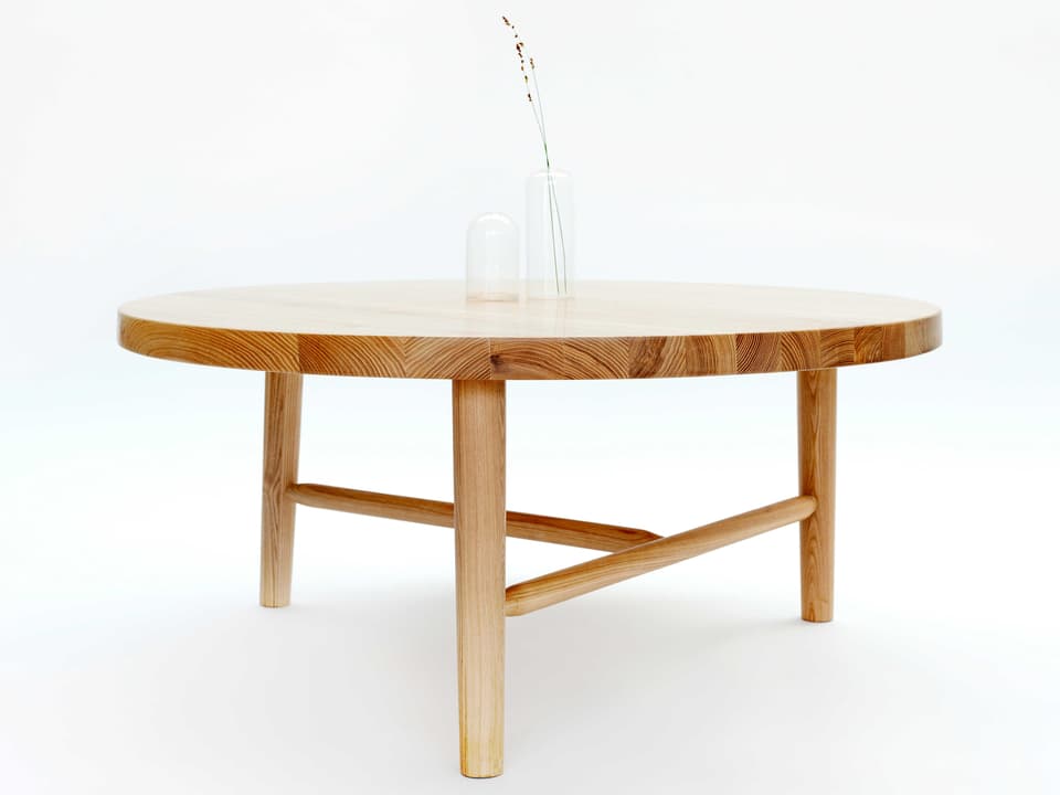LAX Series Milk Round Coffee Table in Solid White Ash