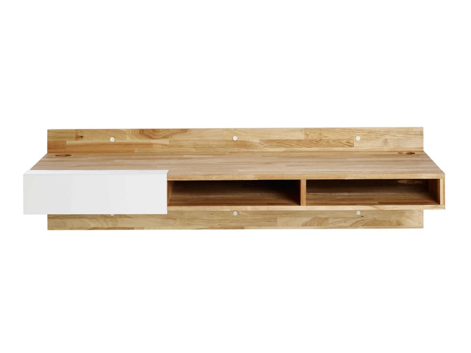 LAXseries Wall Mounted Desk in English Walnut with White Accents