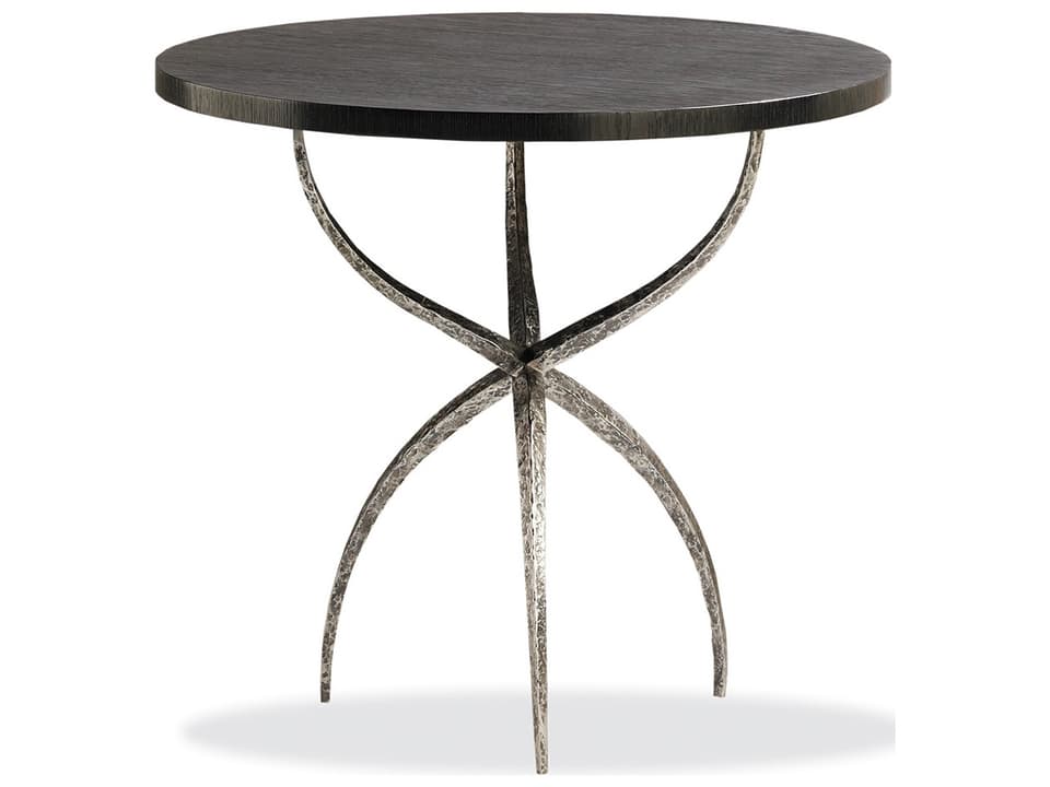 Haiku Lamp Table with Aged Bronze Base and Smoked Oak Top
