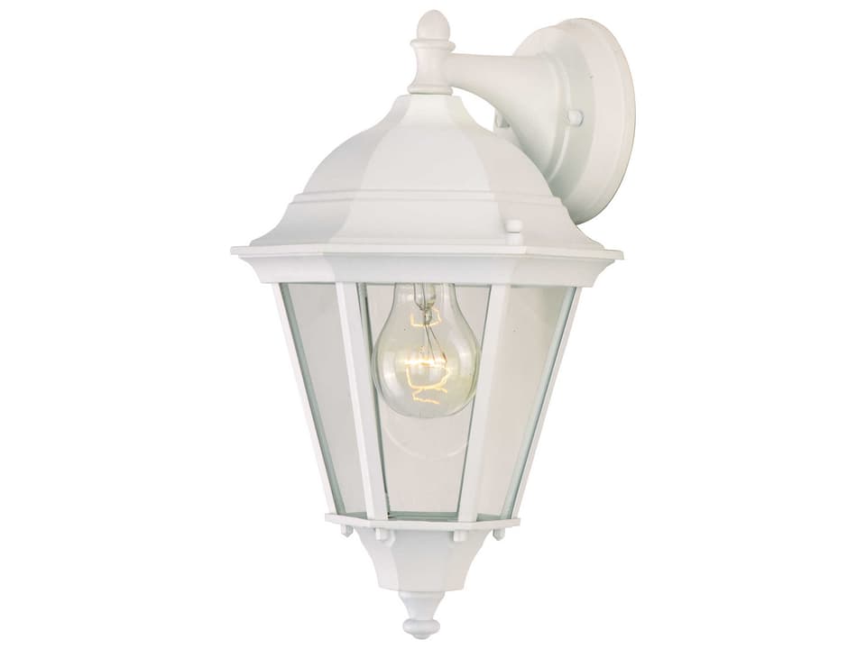 Westlake 1-Light Outdoor Wall Lantern in White with Clear Glass
