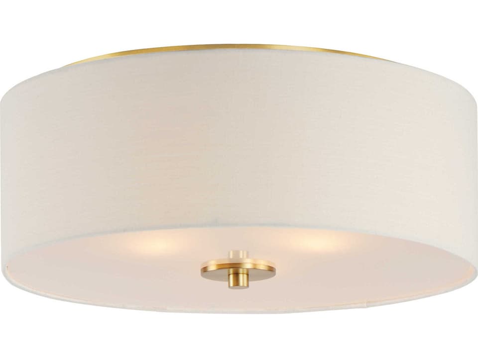 3-Light Bongo Flush Mount Ceiling Light in Natural Aged Brass