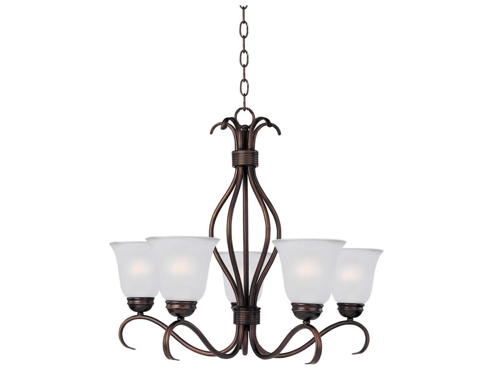 5-Light Basix Chandelier in Oil Rubbed Bronze with Frosted Glass