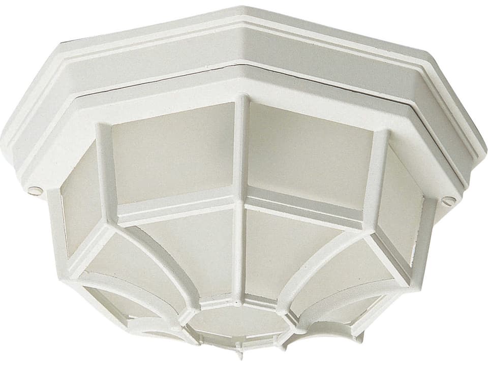 Crown Hill 2-Light Outdoor Flush Mount in White with Frosted Glass