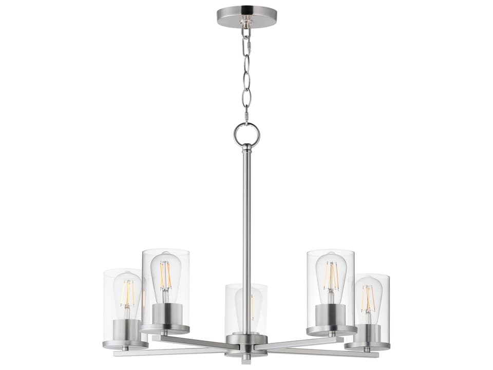 Lateral 5-Light Chandelier in Satin Nickel with Clear Glass