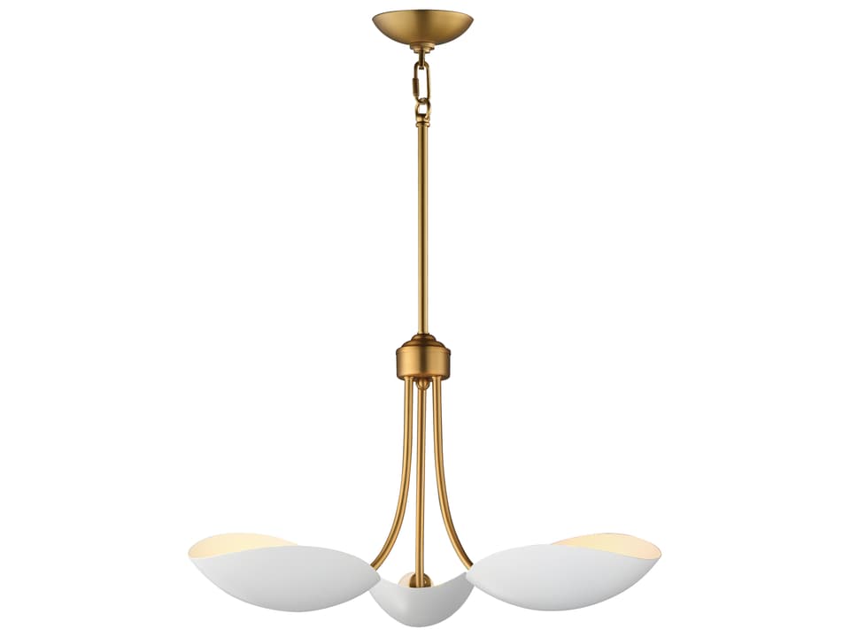 Maris 3-Light Bowl Chandelier in White Natural Aged Brass