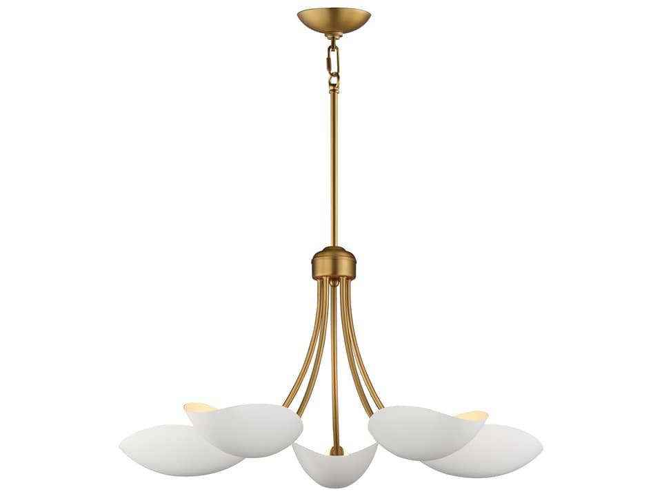 Maris 5-Light Chandelier White Natural Aged Brass