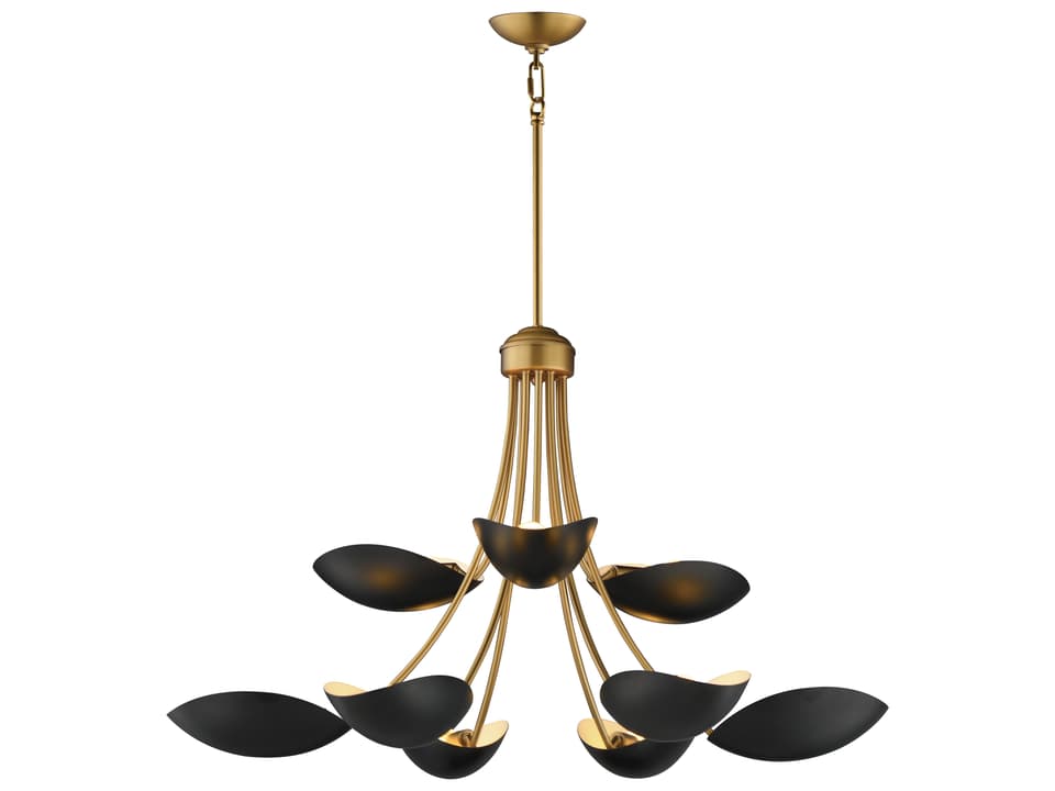 9-Light Maris Chandelier in Black and Natural Aged Brass