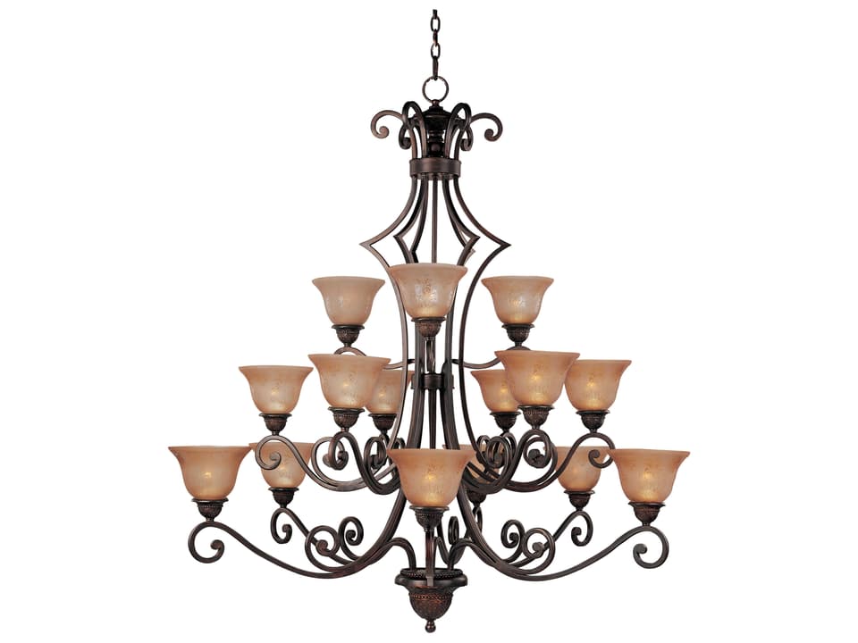 15-Light Symphony Chandelier with Screen Amber Glass in Oil Rubbed Bronze