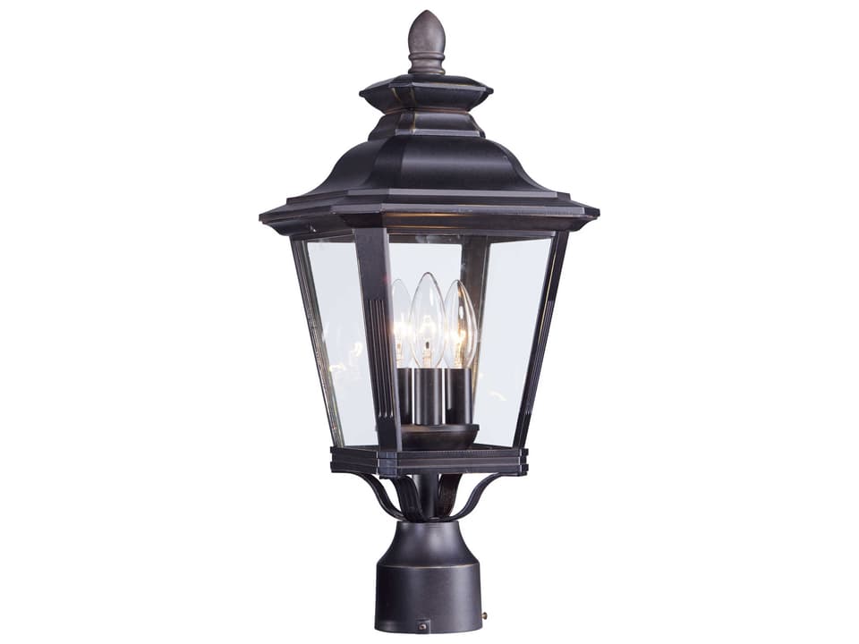Knoxville 3-Light Outdoor Post Mount in Bronze with Clear Glass