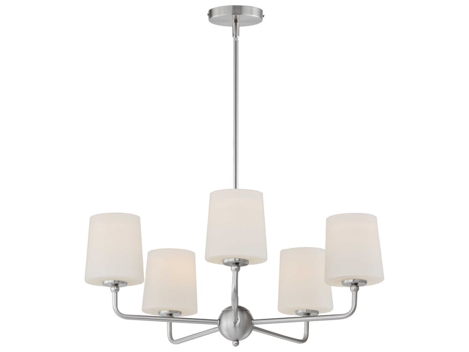 Bristol 5-Light Chandelier in Satin Nickel with Satin White Glass