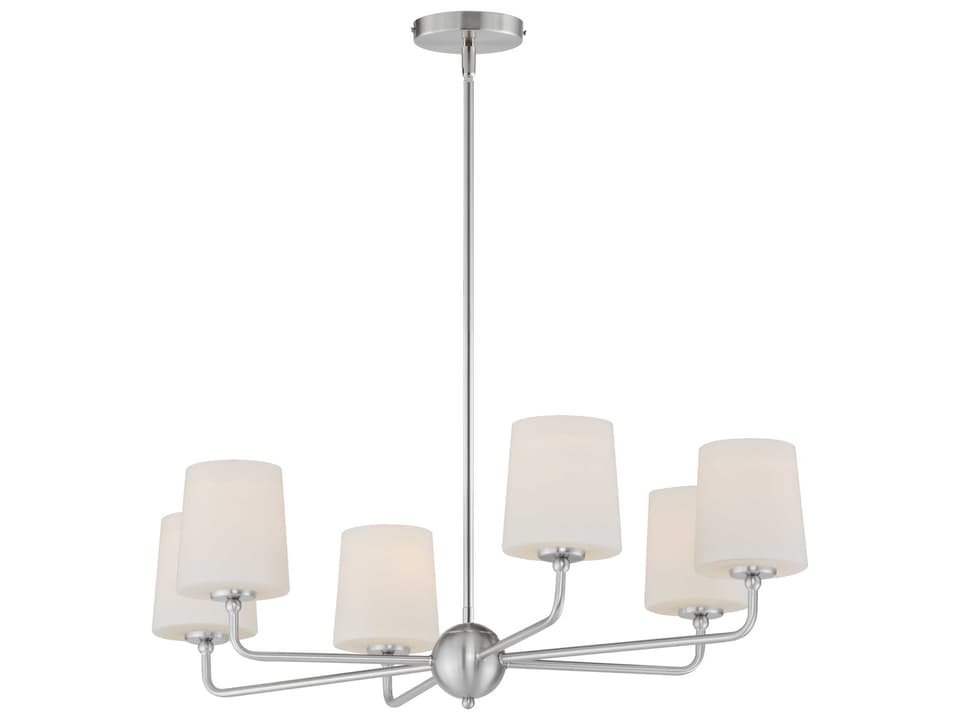 Bristol 6-Light Chandelier in Satin Nickel with Satin White Glass