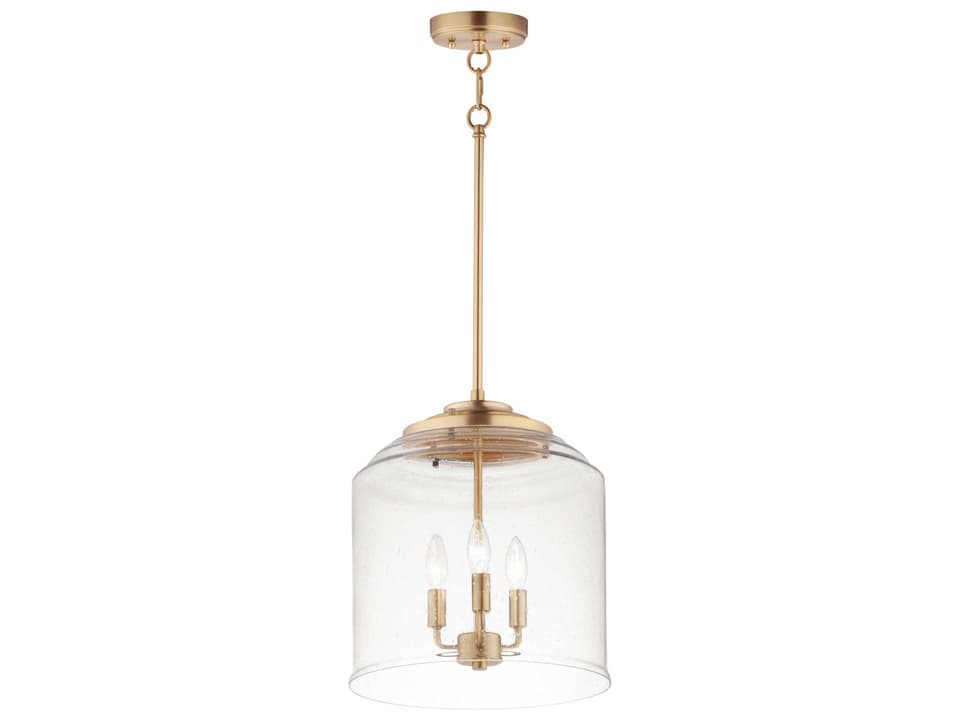 Acadia 3-Light Heritage Brass Glass Candelabra Chandelier