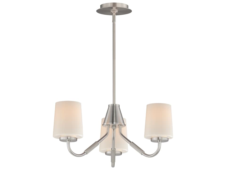 Durham 3-Light Chandelier with Knurled Rod Details in Satin Nickel