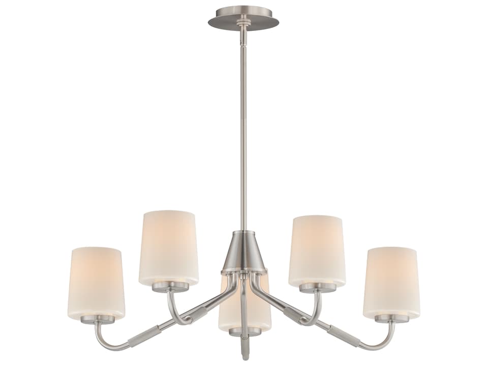 Durham 5-Light Satin Nickel Chandelier with White Glass