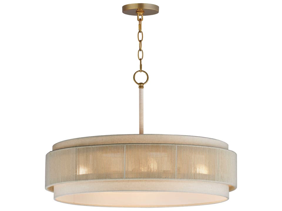 Seacliff 4-Light Drum Pendant Light in Natural Aged Brass