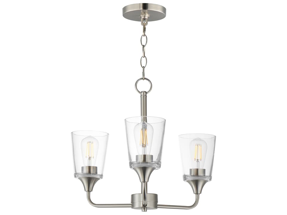 Hudson 3-Light Chandelier in Satin Nickel with Clear Glass