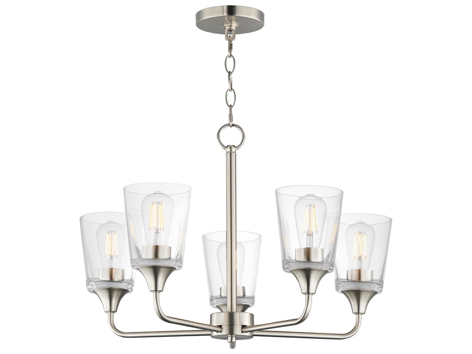 Hudson 5-Light Chandelier in Satin Nickel with Clear Glass