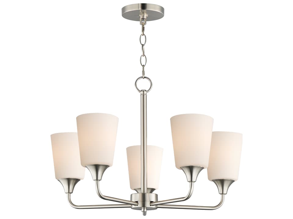 Hudson 5-Light Chandelier in Satin Nickel with Satin White Glass