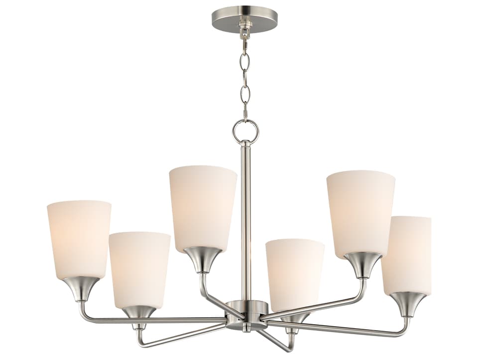 Hudson 6-Light Chandelier in Satin Nickel with Satin White Glass