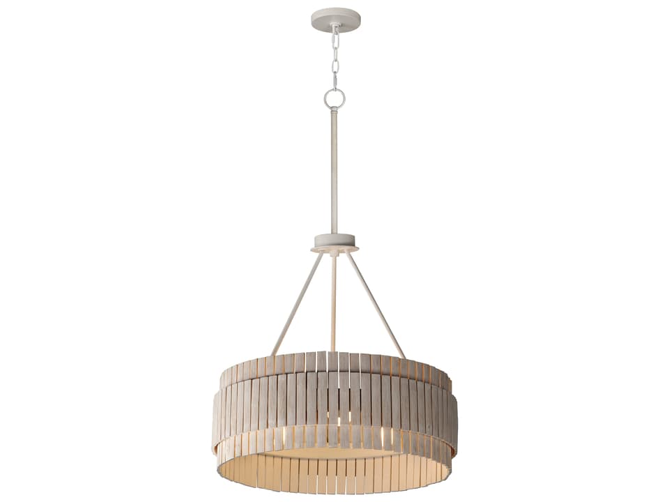 Satori 3-Light Ecru Wood Drum Chandelier