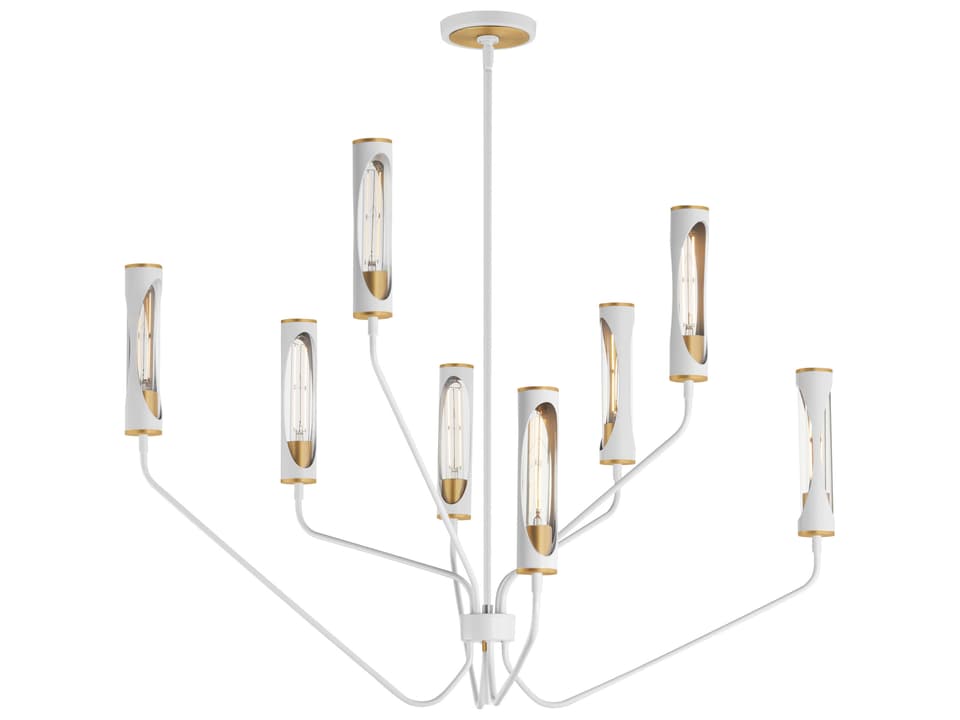 Regent 8-Light LED Multi-Tier Chandelier in Light French Gray Natural Aged Brass