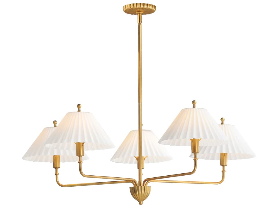 5-Light Kismet Chandelier in Gold Leaf with Satin White Glass