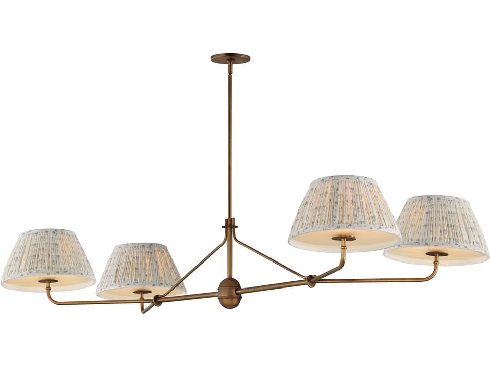 4-Light Dunbridge Linear Chandelier in Weathered Brass