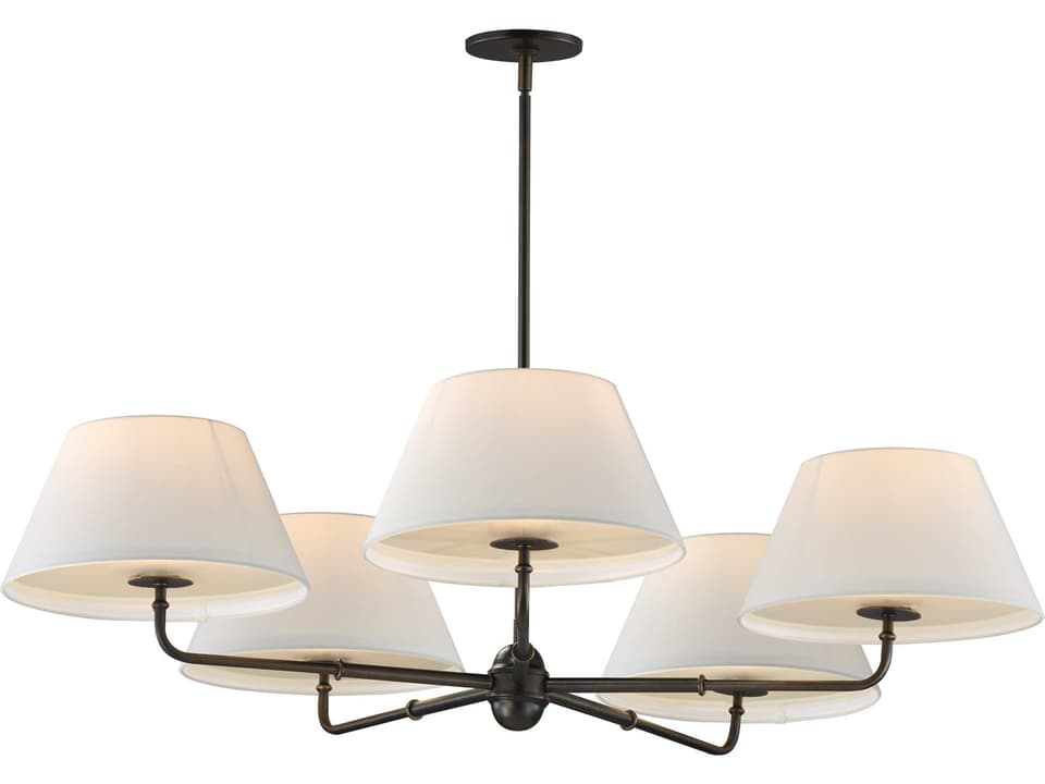Dunbridge 5-Light Chandelier in Antique Bronze with Rustic Beige Shades