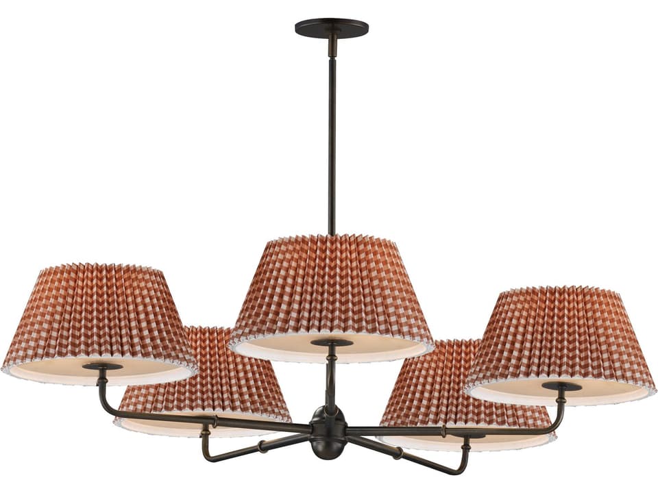 Dunbridge 5-Light Empire Chandelier in Antique Bronze with Fabric Shades