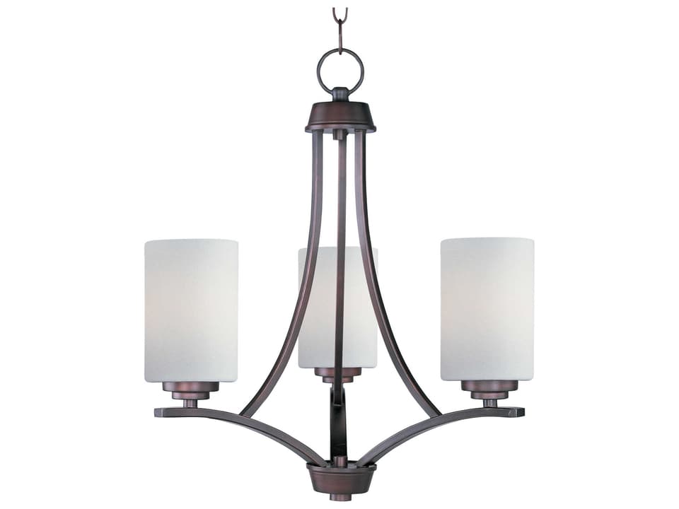 3-Light Deven Chandelier in Oil Rubbed Bronze with Satin White Glass