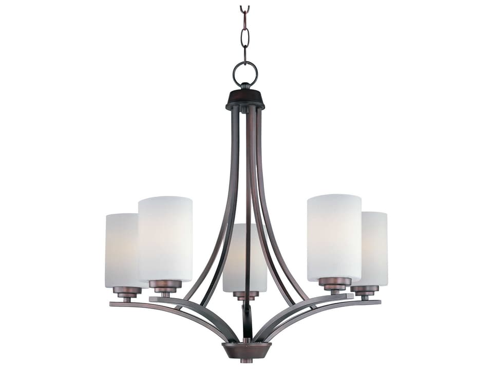 Deven 5-Light Chandelier in Oil Rubbed Bronze with Satin White Glass