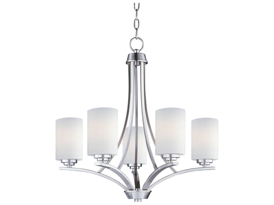Deven 5-Light Chandelier in Satin Nickel with Satin White Glass