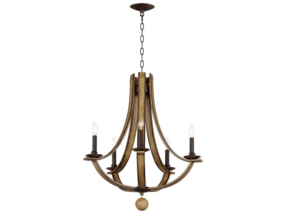 Basque 5-Light Candelabra Chandelier in Driftwood and Anthracite